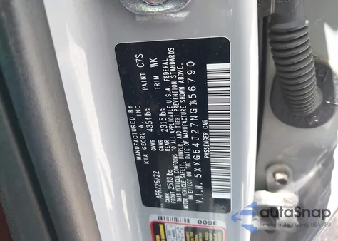 2022 Kia K5 Gt-Line из США, поврежденный, VIN 5XXG64J27NG156790